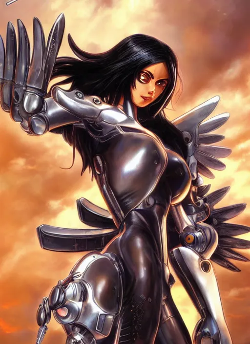 Image similar to ( battle angel alita ) manga cover, by stanley artgerm lau