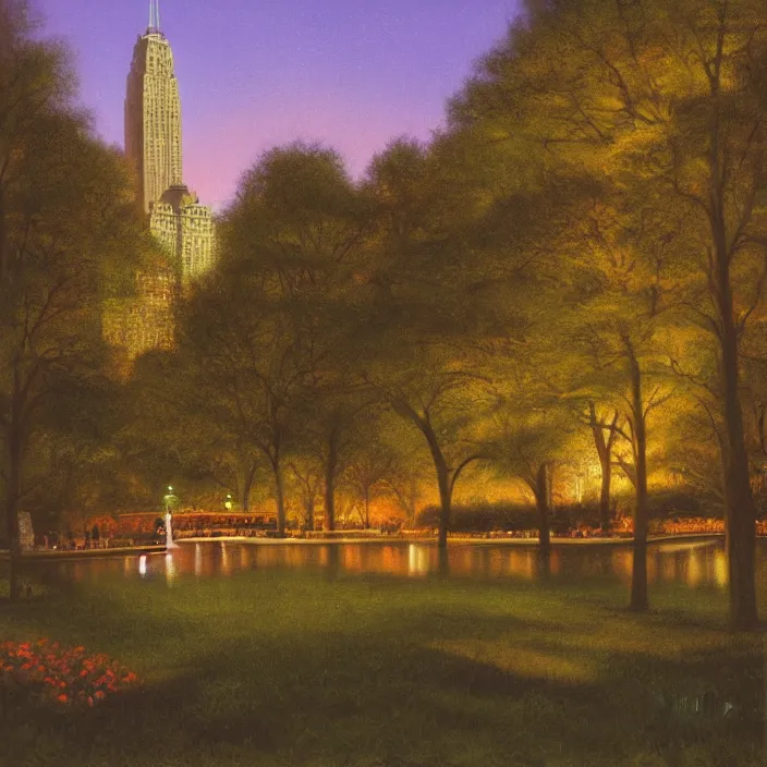 Prompt: liminal polaroid of central park at night, art by tim hildebrandt, deep depth of field. highly detailed, hyper realism, hd, 4 k