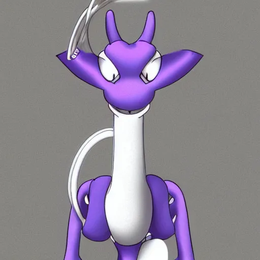 Prompt: a Mewtwo holding a bike pump, digital art