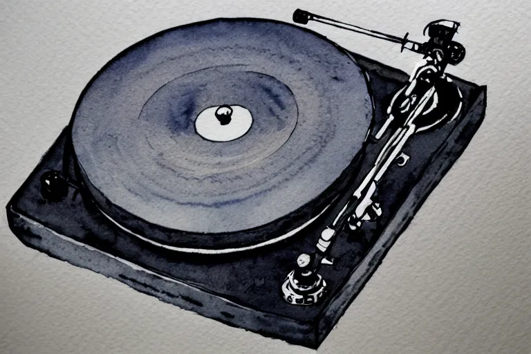 Image similar to pioneer turntable watercolor, highly detailed