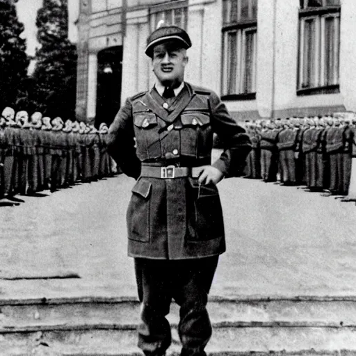 Image similar to the homepride man as leader of nazi germany