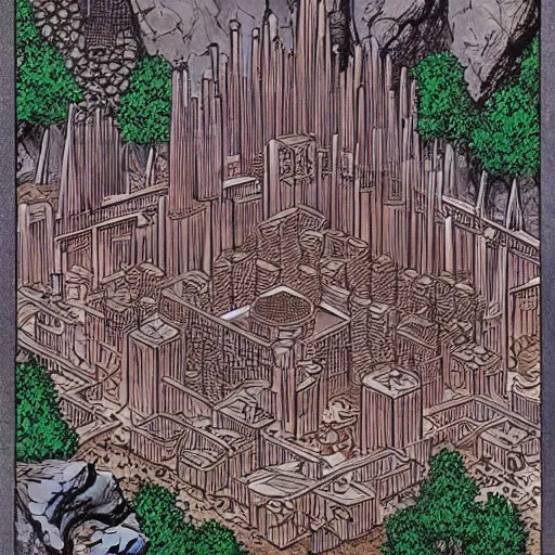 Prompt: an underground dwarven city, by larry elmore