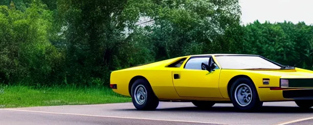 Image similar to a single 1 9 7 6 lotus esprit and 1 9 6 9 dodge charger hybrid, dslr