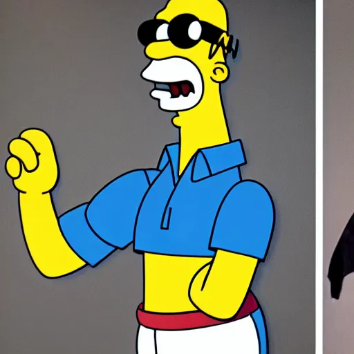 Prompt: Homer Simpson as a human in a photo shoot for a youth fashion magazine