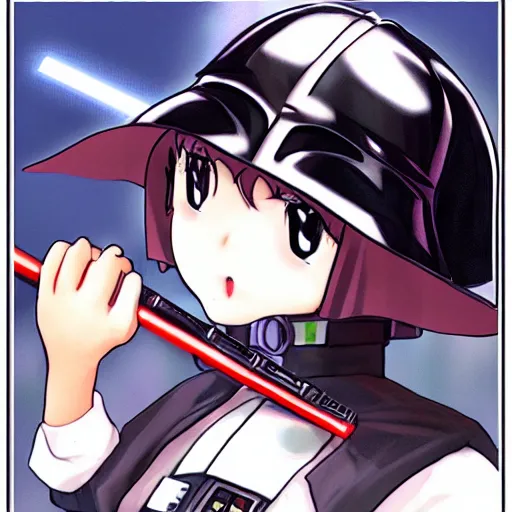 Image similar to Darth Vader as a cute anime girl