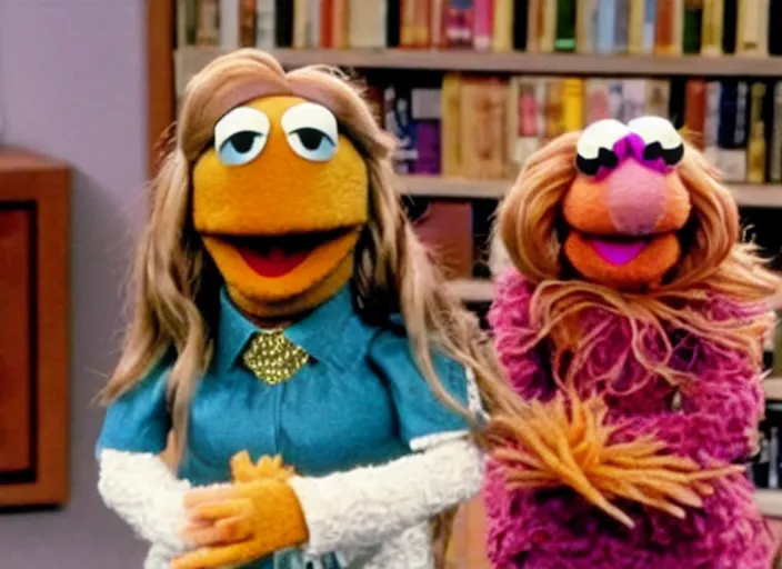 Image similar to film still of!!! muppet muppet!!!!! pam beesly as a muppet muppet muppet as a muppet as a muppet in the tv show the office