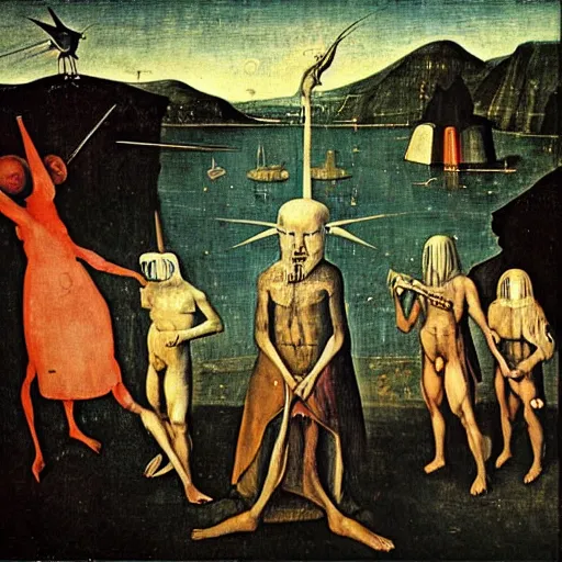 Image similar to pink floyd by hieronymus bosch