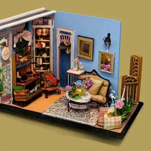 Image similar to photo of miniature doll house diorama