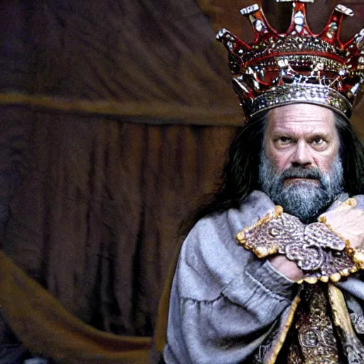 Image similar to a mighty king, in the sryle of Terry Gilliam,