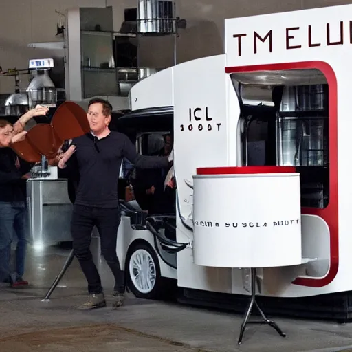 Prompt: elon musk serving you ice cream