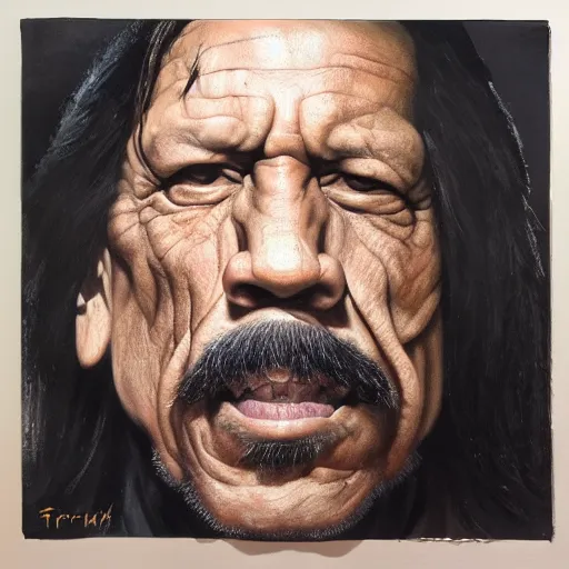 Image similar to ultra realistic portrait painting of danny trejo, art by frank frazetta, 4 k, ultra realistic, highly detailed, epic lighting