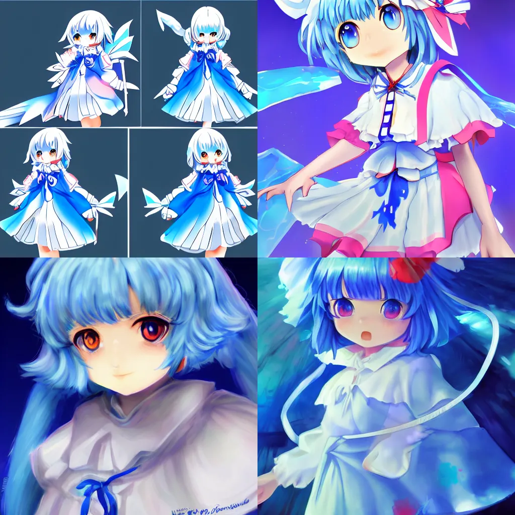 Image similar to professional digital artwork of Cirno from Touhou Project, fine art, fine anatomy with correct details digital art of Cirno trending on Artstation