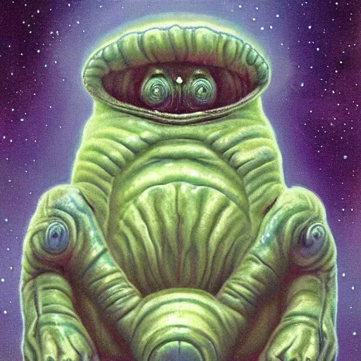 Image similar to the alien cosmic transcendent tardigrade that awaits you at the end of all of space and time. by les edwards and ansel adams