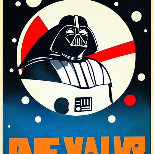 Prompt: darth vader! in a soviet! space propaganda poster