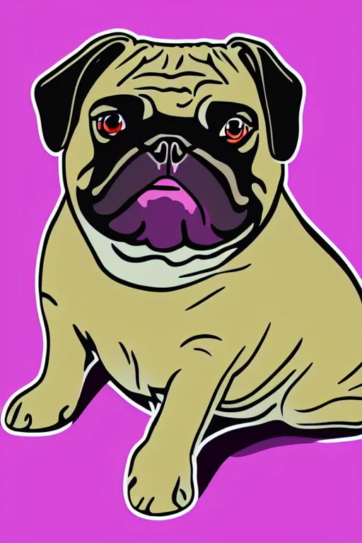 Prompt: Portrait of a bi chungus pug, sticker, colorful, illustration, highly detailed, simple, smooth and clean vector curves, no jagged lines, vector art, smooth