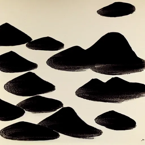 Image similar to zen, landscape, ink calligraphy