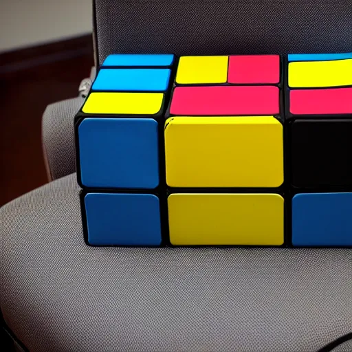 Image similar to a photo of a rubiks cube gaming chair