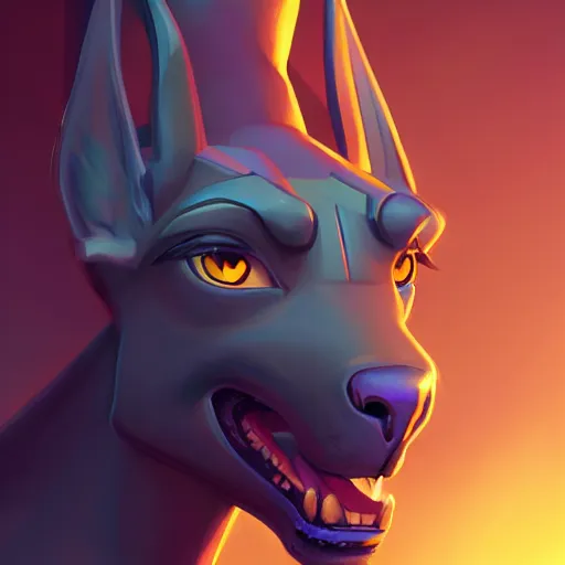 Prompt: Portrait of Anubis, the egyptian god, mattepainting concept Blizzard pixar maya engine on stylized background splash comics global illumination lighting artstation lois van baarle, ilya kuvshinov, rossdraws