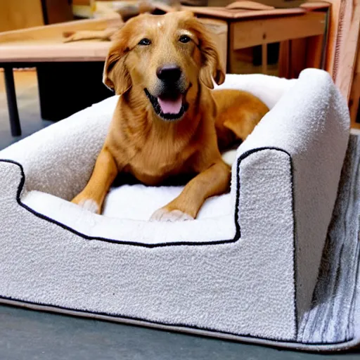 Prompt: dog bed inspired by Le Corbusier