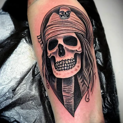 Image similar to realism tattoo design of a pirate ship, by Matteo Pasqualin tattoo artist