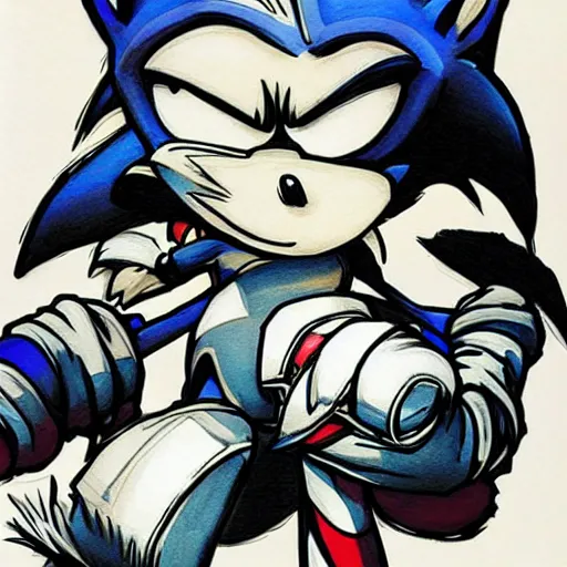 Image similar to Sonic the Hedgehog drawn by Yoji Shinkawa,