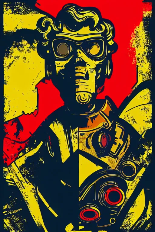 Image similar to fallout 7 6 retro futurist illustration art by butcher billy, sticker, colorful, illustration, highly detailed, simple, smooth and clean vector curves, no jagged lines, vector art, smooth andy warhol style