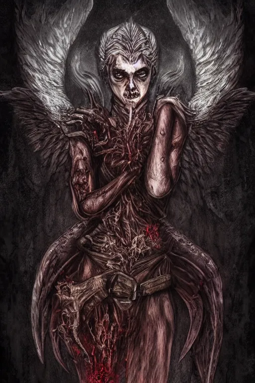 Prompt: portrait of the fallen angel lucifer in rich tones, as diablo, resident evil, dark souls, visionary dreams, symbolism, imagination, daydreams and nightmares, otherworldly, ethereal, gothic