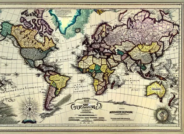 Prompt: a political map of the superstates that rule earth in the year 3 0 0 0, by gerardus mercator, beautiful composition, amazing details, map cartography