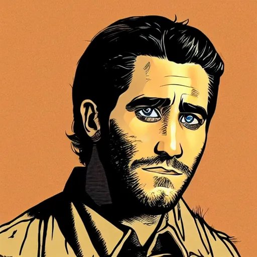 Image similar to jake gyllenhaal retro minimalist portrait by jean giraud, moebius starwatcher comic, 8 k