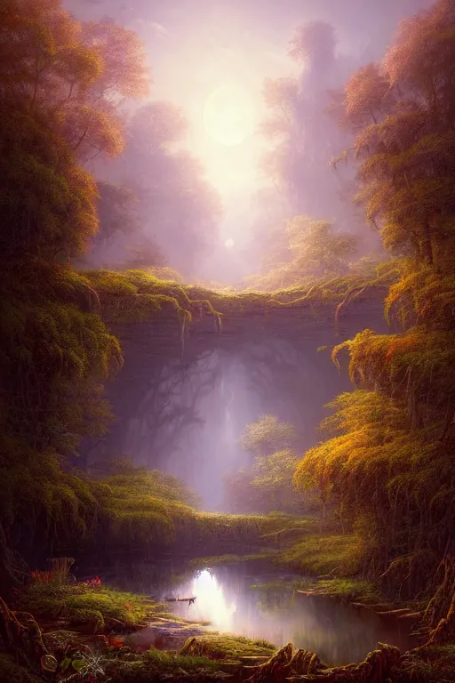 Image similar to a beautiful digital illustration painting of a detailed gothic fantasy secret river calm creek small fish, by benoit b. mandelbrot, steven belledin, martin johnson heade, lee madgwick, caspar david friedrich, and david rios ferreira. 8 k resolution trending on artstation concept art digital illustration