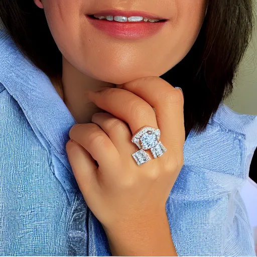 Image similar to wife wearing a ring with stunning 4 8 7 carat diamond that shimmers