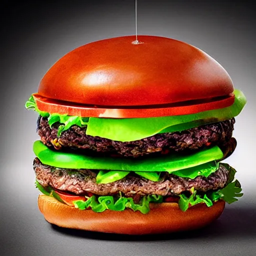 Image similar to futuristic burger, ultrarealistic food photography