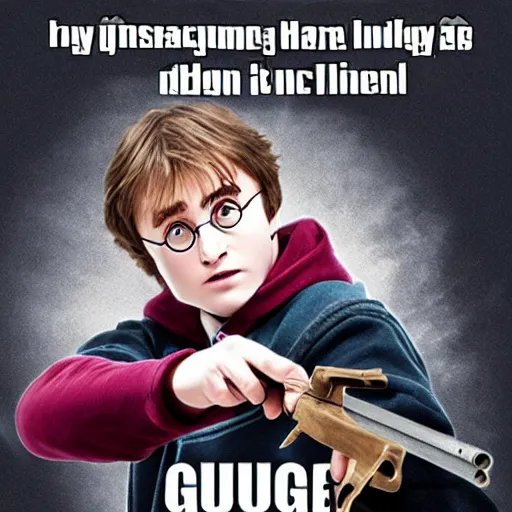 Prompt: harry potter but with guns