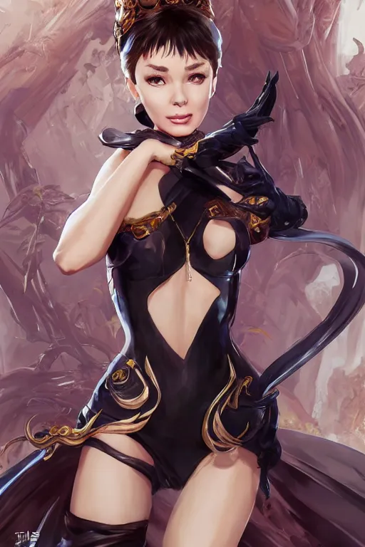 Image similar to Audrey Hepburn in a blade and soul spinoff artbook rendered by the artist Taran Fiddler, Joe Madureira,Nadezhda Tikhomirova, Jiyun Chae, Lê Long, trending on Artstation by Hyung tae Kim, artbook, Stanley Artgerm Lau, WLOP, Rossdraws , James Gurney