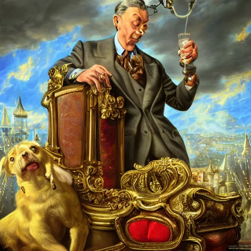 Prompt: the ceo of stock market, Realistic, Regal, Refined, Detailed Digital Art, Michael Cheval, Walt Disney (1937), François Boucher, Oil Painting, Steampunk, Highly Detailed, Cinematic Lighting, Unreal Engine, 8k