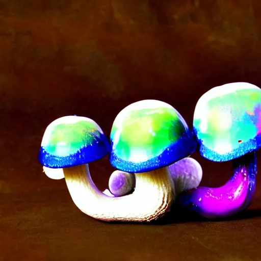 Prompt: alien mushroom, gooey, melty, iridescent