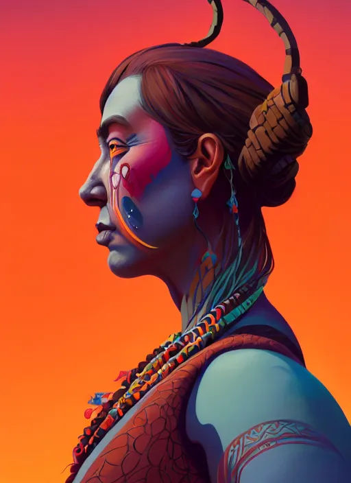 Prompt: full body side profile painted cartoony portrait, indigenous selknam onas man, d & d, gloomhaven, matte painting concept art, art nouveau, beautifully backlit, swirly vibrant color lines, fantastically gaudy, aesthetic octane render, 8 k hd resolution, by ilya kuvshinov and cushart krentz and gilleard james