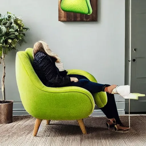 Image similar to armchair in the shape of an avocado