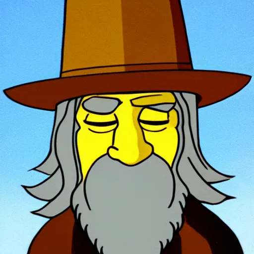 Image similar to gandalf portrait, simpsons cartoon style.