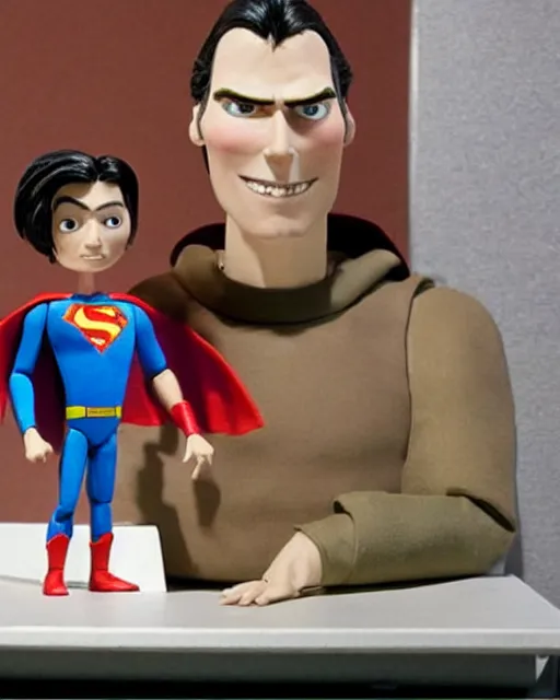 Image similar to christopher reeve ’ s superman as a highly detailed stop motion puppet, in the style of laika studios ’ s paranorman, coraline, kubo and the two strings shot in the style