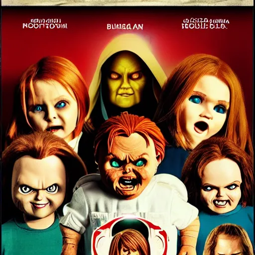 Image similar to Chucky versus Nuns movie poster