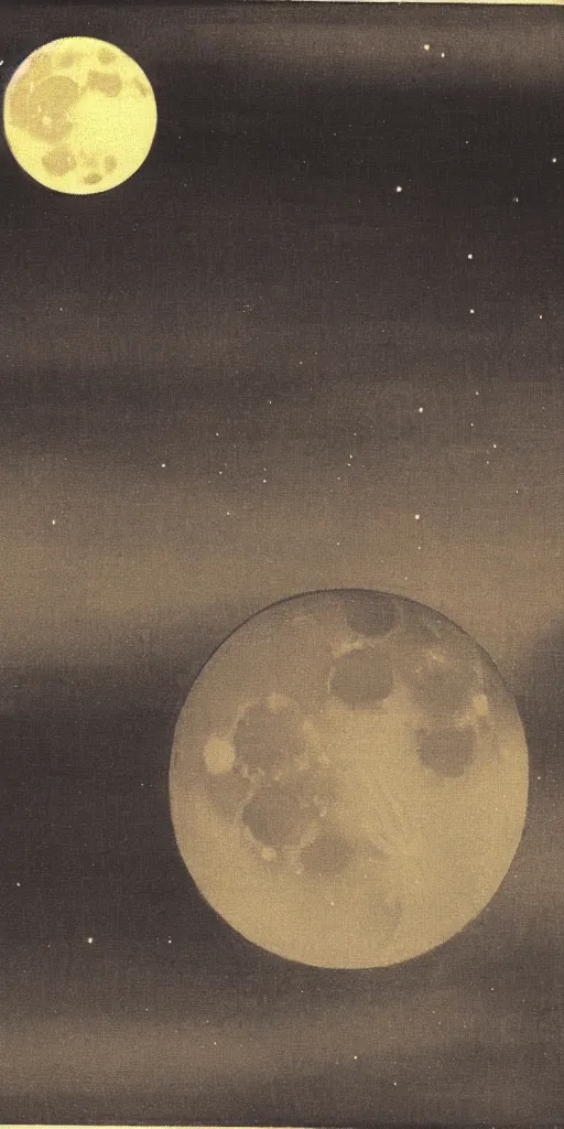 Image similar to painting of the moon by kitano tsunetomi, 1 9 3 9