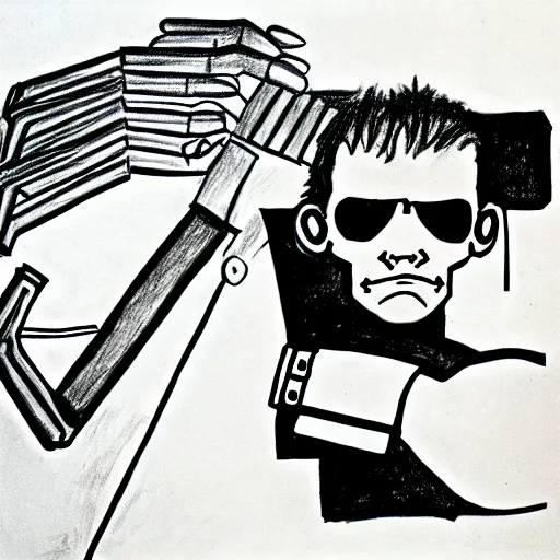 Prompt: children's drawing of the terminator ( 1 9 8 4 )