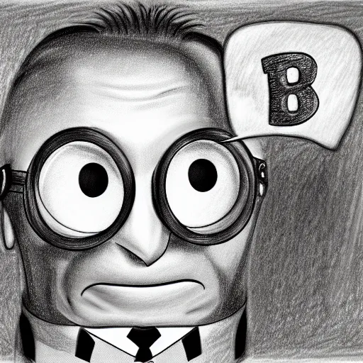 Image similar to a drawing of a Minion shaped Silvio Berlusconi 4k Digital Art