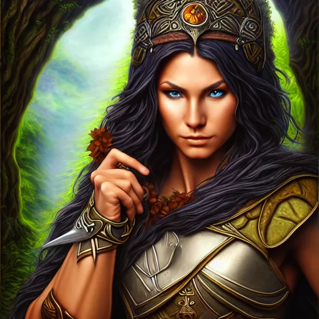 Prompt: druid warrior with earth powers artgerm anne stokes highly detailed 8 k hdr smooth sharp focus high resolution award - winning photo photorealistic