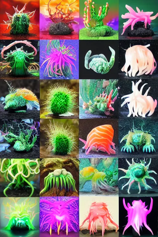 Image similar to creature sushi roots cactus elemental flush of force nature micro world fluo light deepdream