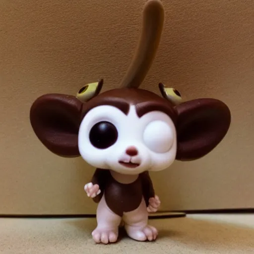 Prompt: gizmo the mogwai brown - white fur, big droopy ears big lips big shiny eyes funko pop