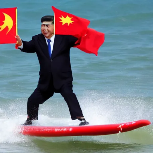 Image similar to xi jinping surfing.