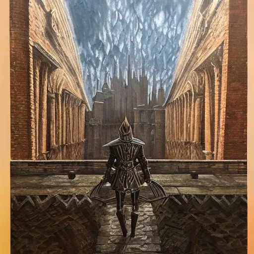 Image similar to Anor Londo, oil on canvas, extremely detailed,