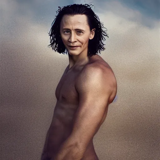 Image similar to portrait of a young loki, beach pic, depth of field, zeiss lens, detailed, symmetrical, centered, fashion photoshoot, by annie leibovitz and steve mccurry, david lazar, jimmy nelsson, breathtaking, 8 k resolution, extremely detailed, beautiful, establishing shot, artistic, hyperrealistic, beautiful face, octane render